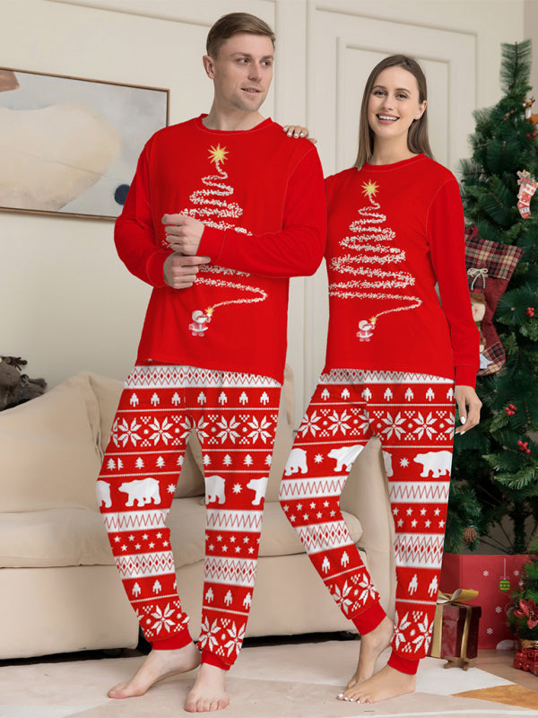 Girls' Long Sleeve Holiday Christmas Tree Polar Isle Holiday Fitted Two Piece Pajamas
