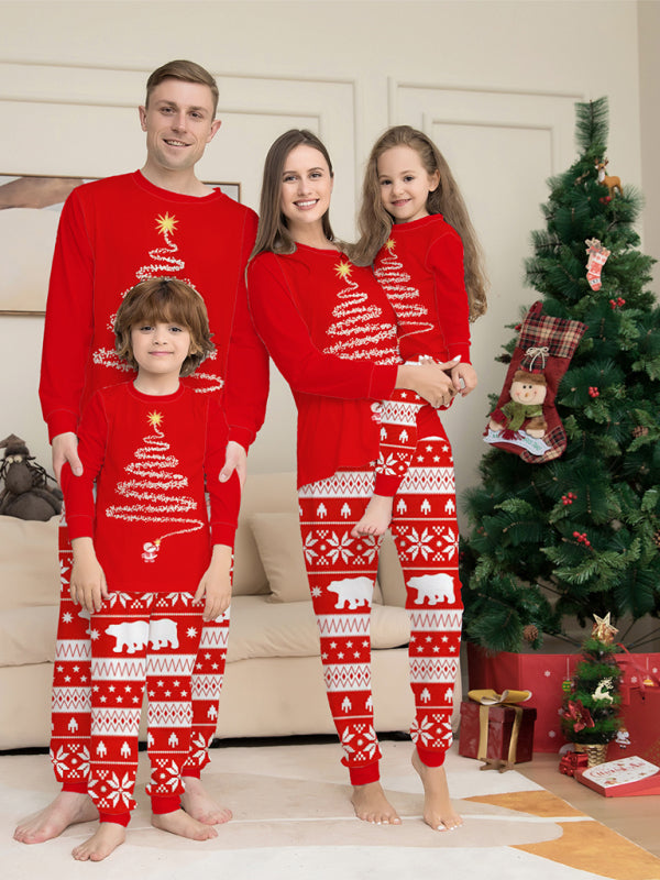 Girls' Long Sleeve Holiday Christmas Tree Polar Isle Holiday Fitted Two Piece Pajamas