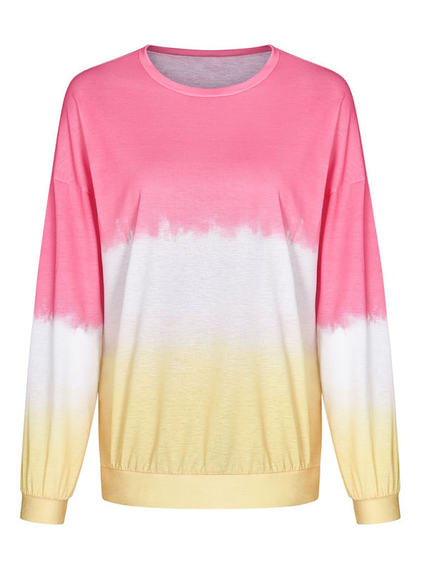 Women's Sweatshirt New Top Rainbow Gradient Printed Long Sleeve Sweatshirt