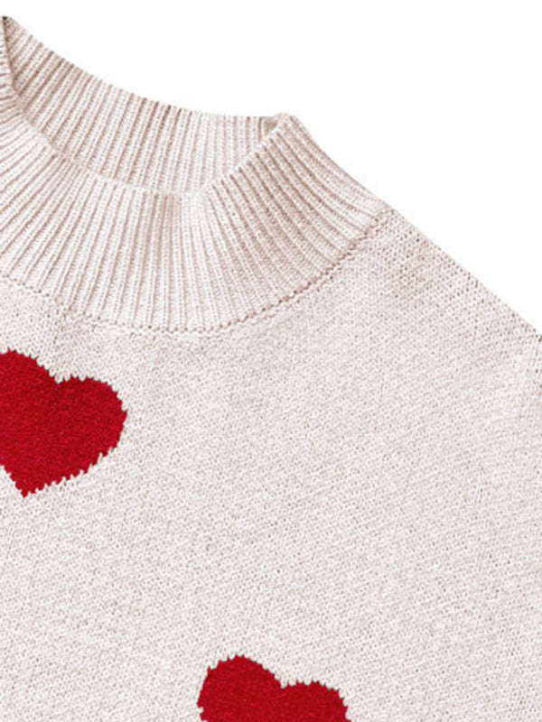 Valentine's Day Heart Pullover Women's Knitwear Large Size Loose Sweater