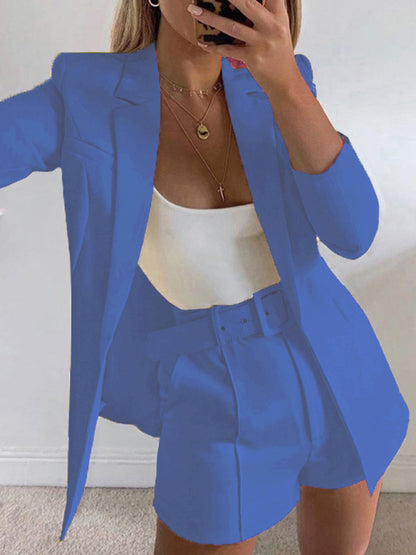 Fashion new suit sexy temperament fashion casual small suit cardigan Blue