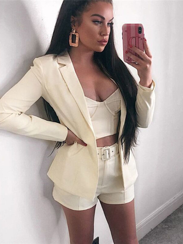 Fashion new suit sexy temperament fashion casual small suit cardigan White