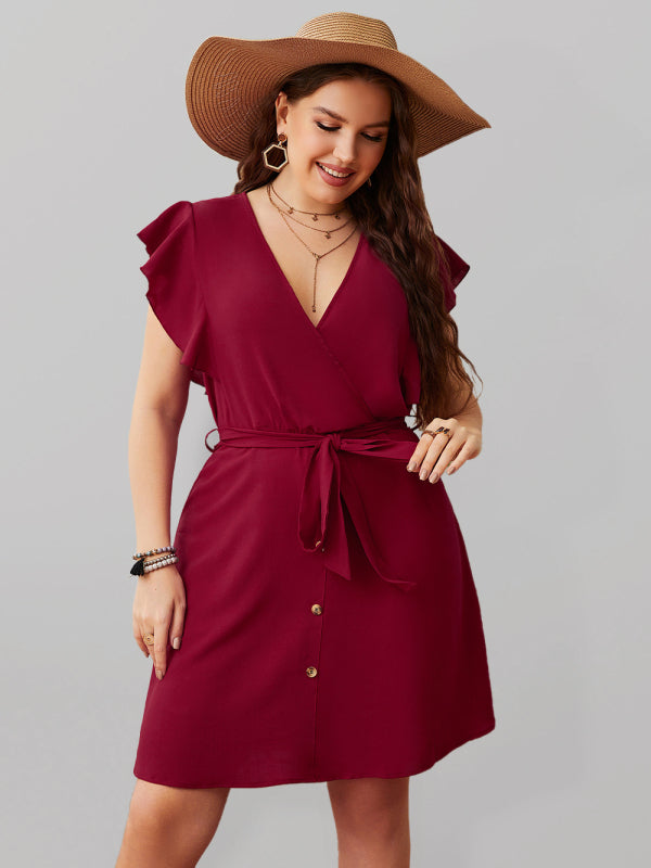 plus size women's fashion loose dress Red