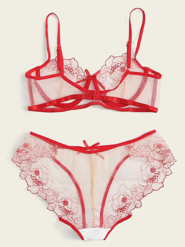 Sultry Hollow Love Three-Point Lingerie - Christmas Elegance