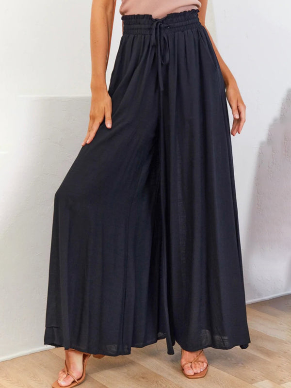Casual wide-leg explosive style loose casual fashion trousers Black