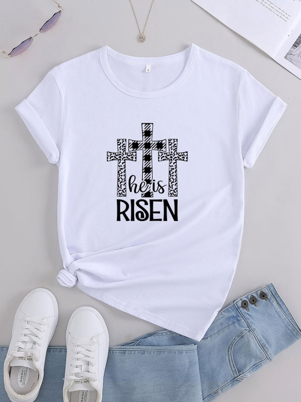 Women's He Has Risen Graphic Crew Neck Tee White