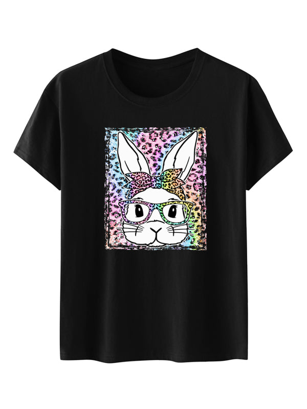 Women's Leopard Rabbit Graphic Print Tee