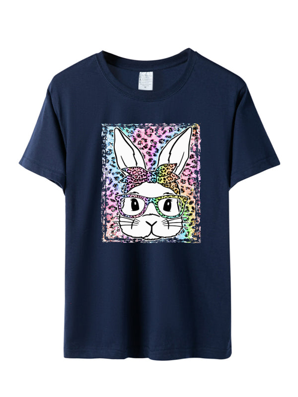 Women's Leopard Rabbit Graphic Print Tee Champlain color