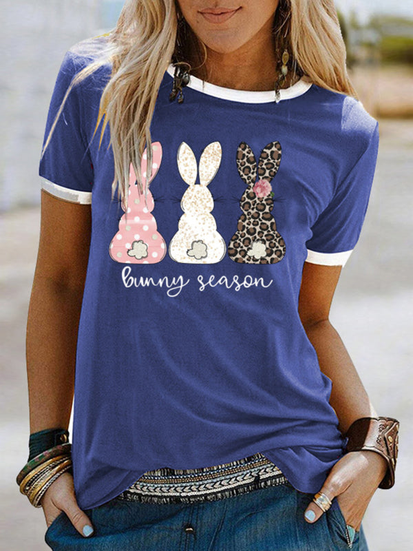 Women's Easter Bunny Graphic T-Shirt Blue