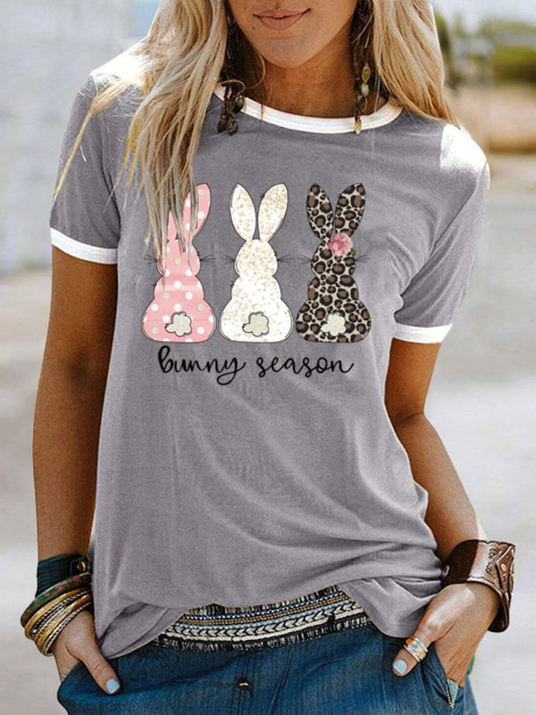 Women's Easter Bunny Graphic T-Shirt Grey