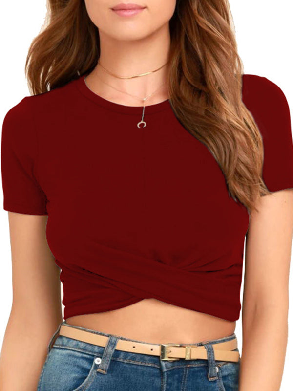 Women's Twist Crop Top Wine Red