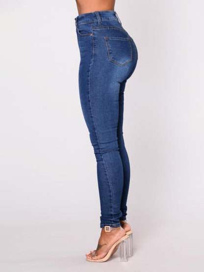 Women's Solid Color Slim High Stretch Denim Pencil Pants