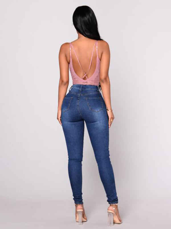 Women's Solid Color Slim High Stretch Denim Pencil Pants