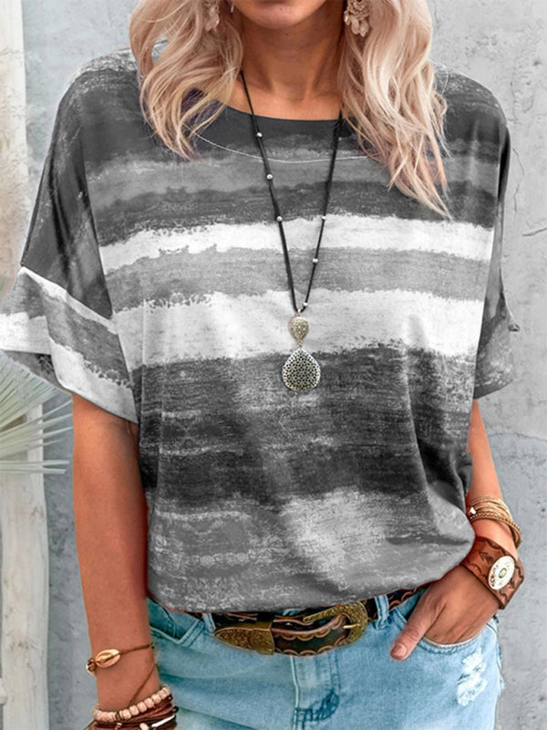Women's Gradient Color Short Sleeve T-Shirt Grey