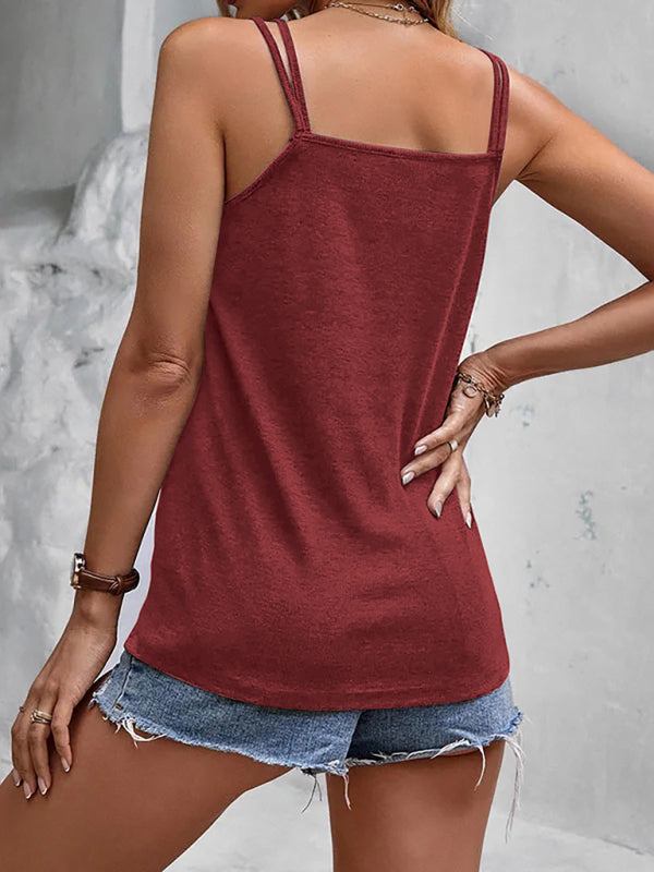 Camisole women's v-neck solid color tube top sleeveless bottoming top