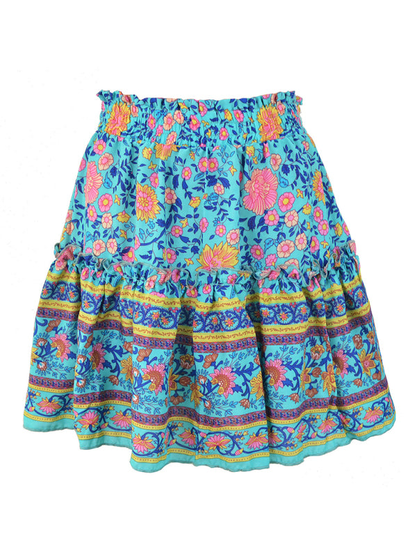 Printed Skirt Bohemian Ethnic Ruffle Skirt