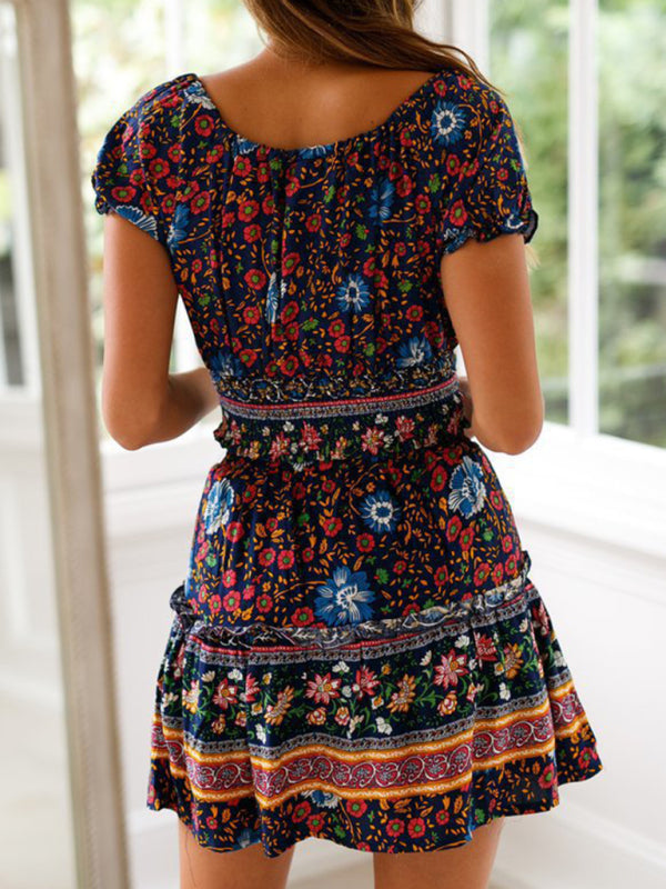 Printed Skirt Bohemian Ethnic Ruffle Skirt