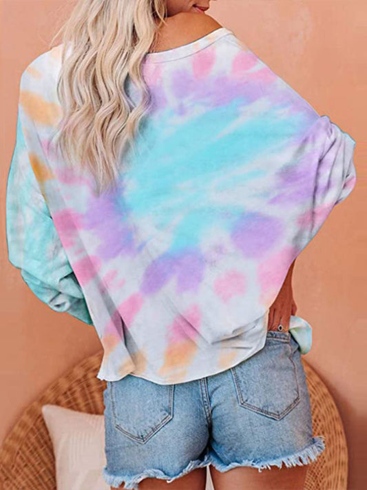 Gradient Printed Long Sleeve Round Neck Casual T-Shirt Pattern2