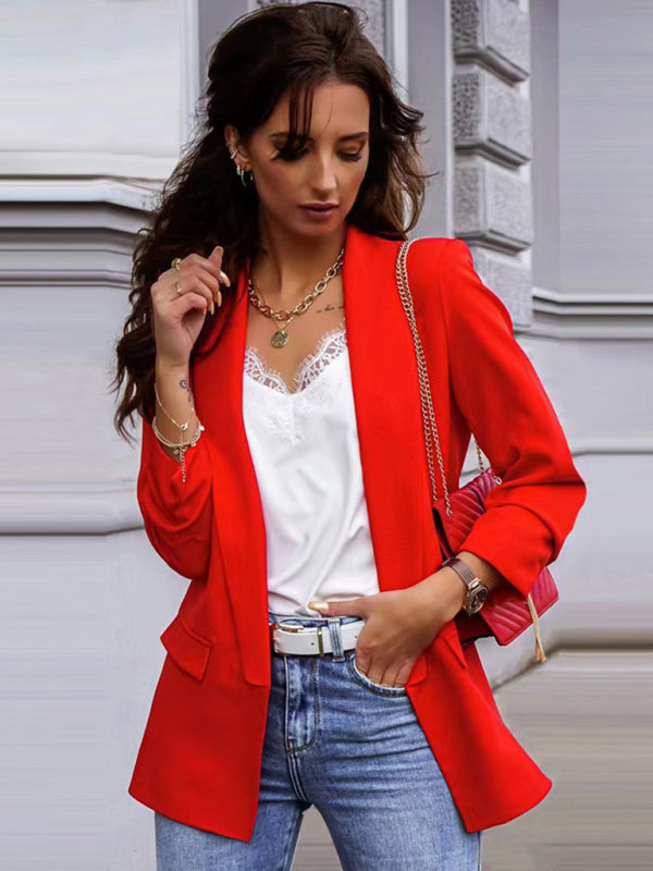 OL Temperament Professional Slim Suit Collar Top blazer Red