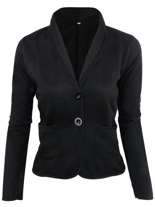 Women's Solid Color Casual Versatile Slim Small Blazer Black