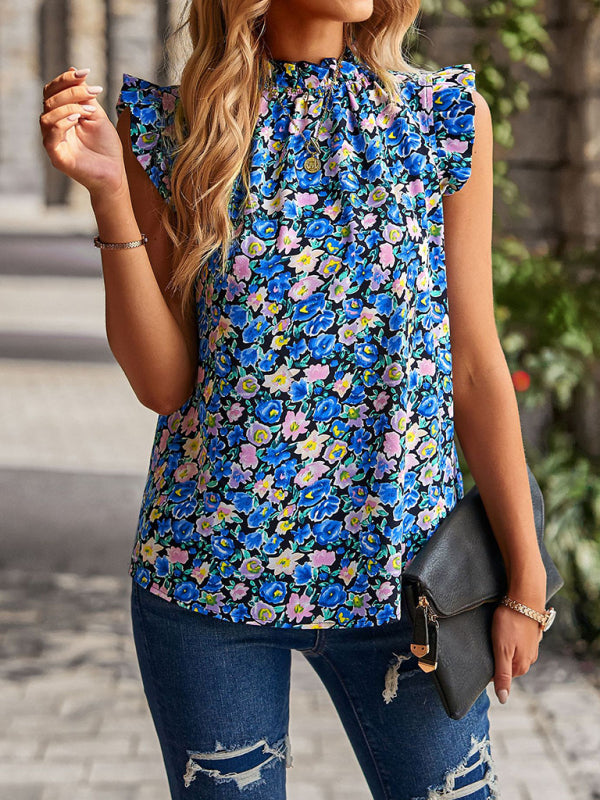 Loose Casual Top Sleeveless Floral Shirt