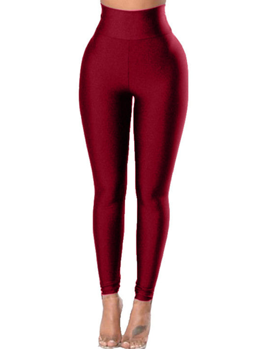 Halloween Elastic Slim Fit Sports Tight Leggings Wine Red