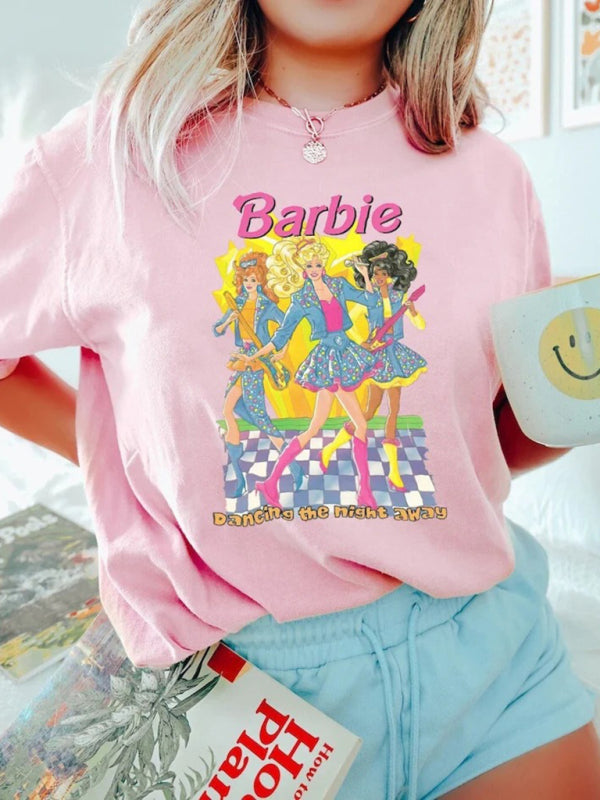 Barbie print letter print sports casual women's short-sleeved T-shirt Pattern2