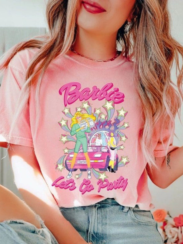 Barbie print letter print sports casual women's short-sleeved T-shirt Pattern4
