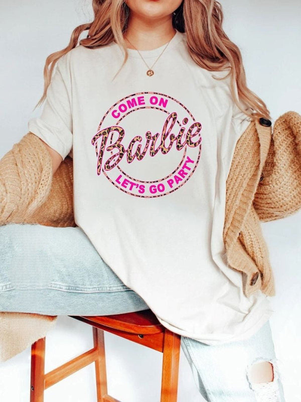 Barbie print letter print sports casual women's short-sleeved T-shirt Pattern6