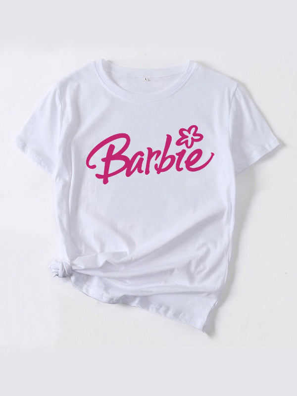 Barbie print letter print sports casual women's short-sleeved T-shirt Pattern3