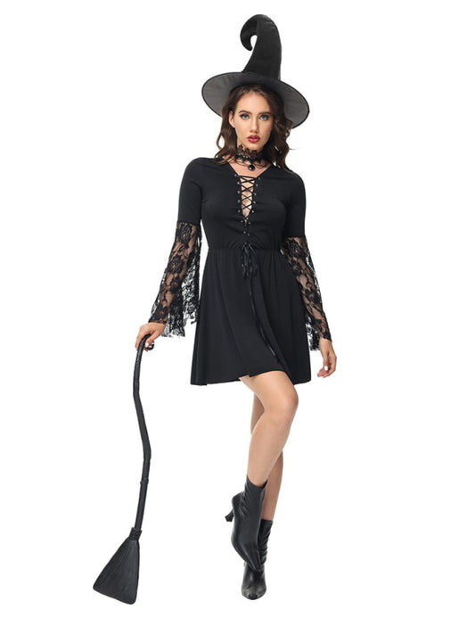 Adult Black Nun Vampire Witch Halloween Costume (including hat) Black