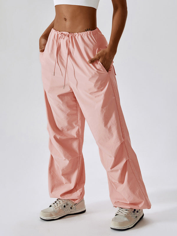 women's loose straight leg casual pocket overalls Pink