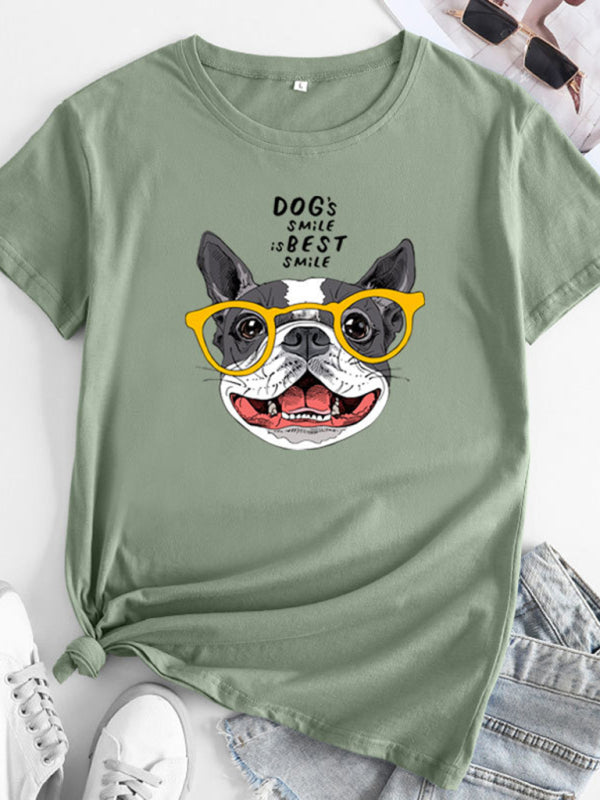 Puppy Graphic Tee Pea green grey