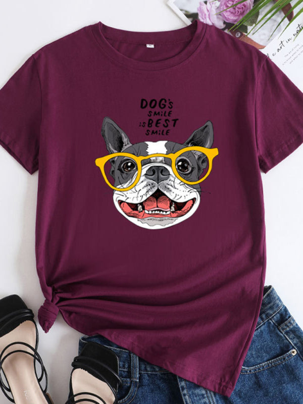 Puppy Graphic Tee Wine Red