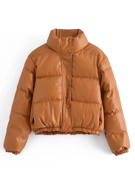 Women's Slim Fit Puffer Jacket Brown