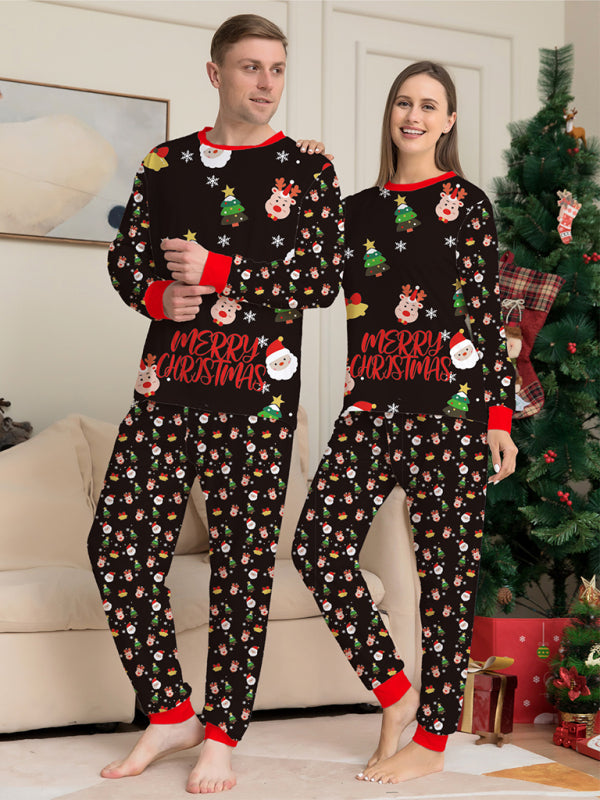 New Mommy and Me Santa Claus Printed Long-Sleeved Matching Pajamas Set (Mom Style)