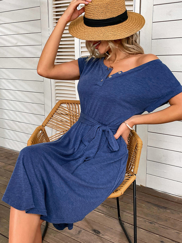 Casual Short-Sleeve Knit Dress for Spring & Summer
