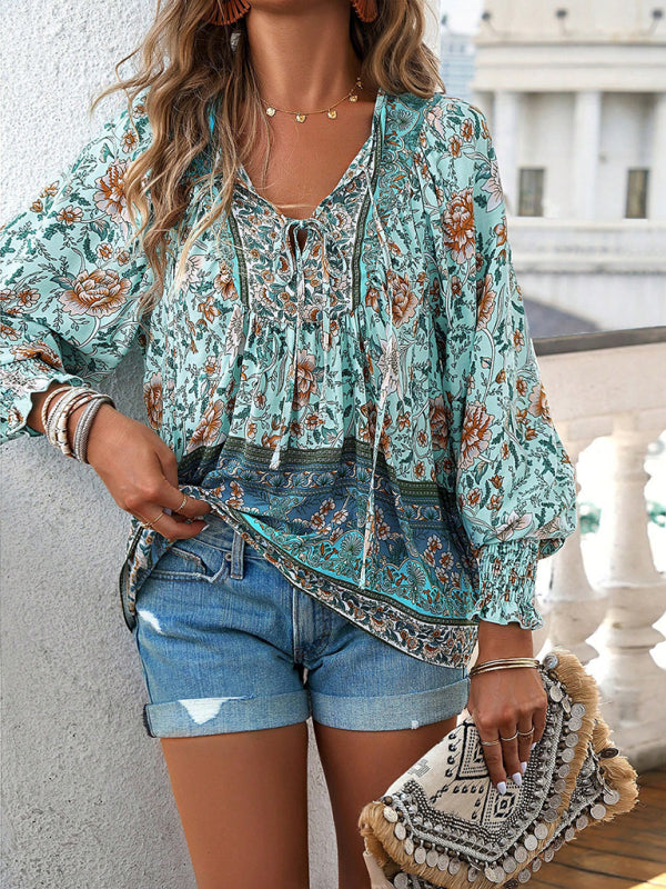 Women's Bohemian Casual Floral Print blouse