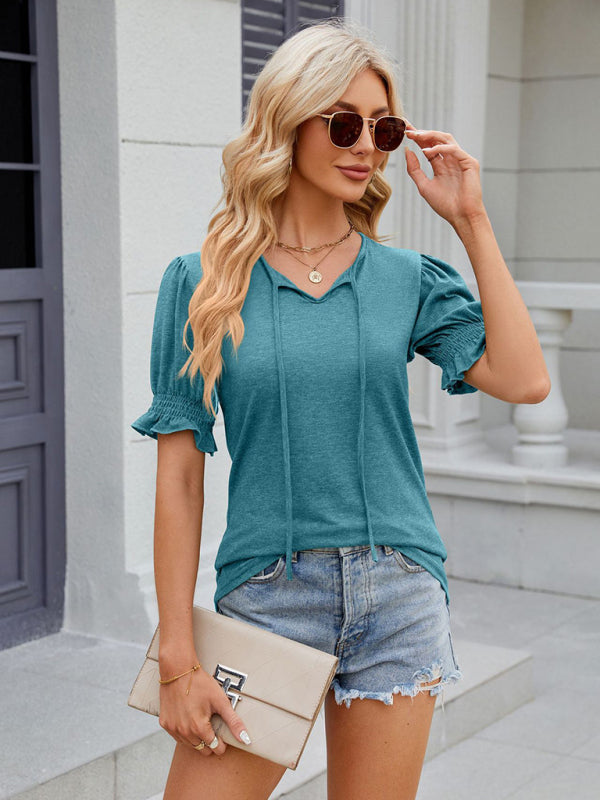 Drawstring Pleated T-Shirt