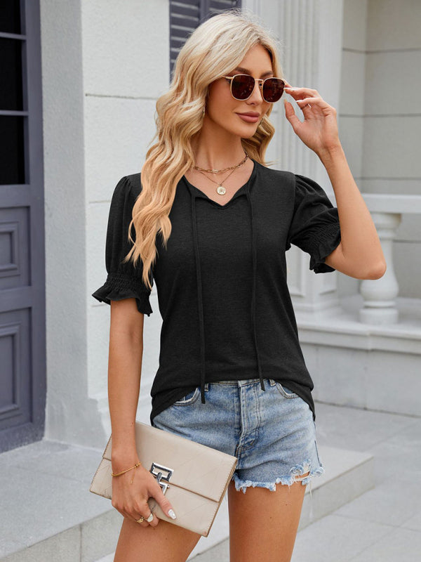 Drawstring Pleated T-Shirt