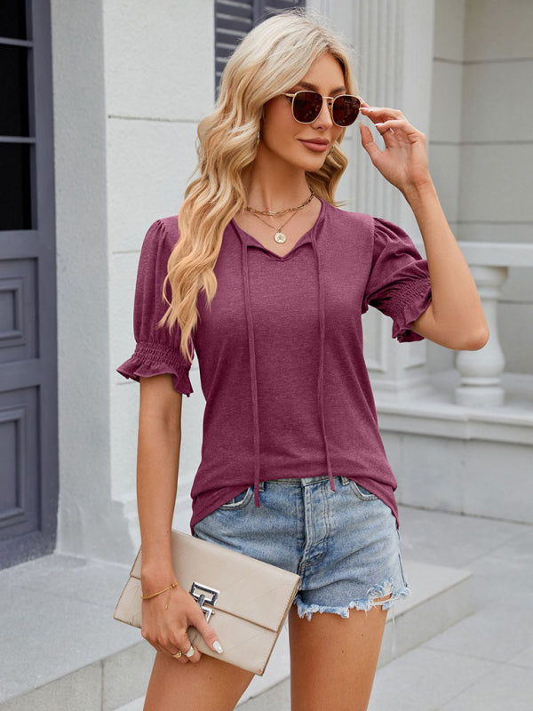 Drawstring Pleated T-Shirt