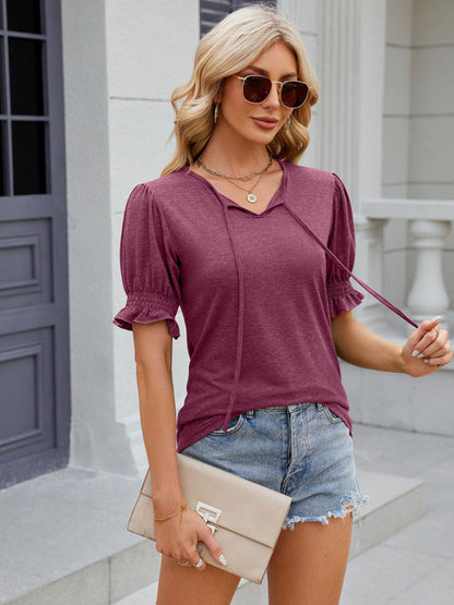 Drawstring Pleated T-Shirt