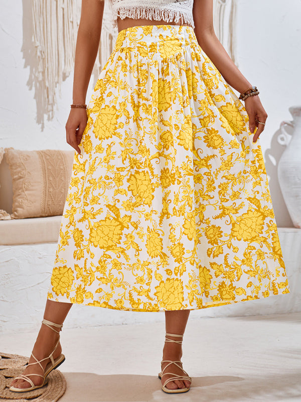 New casual holiday printed casual waist skirt