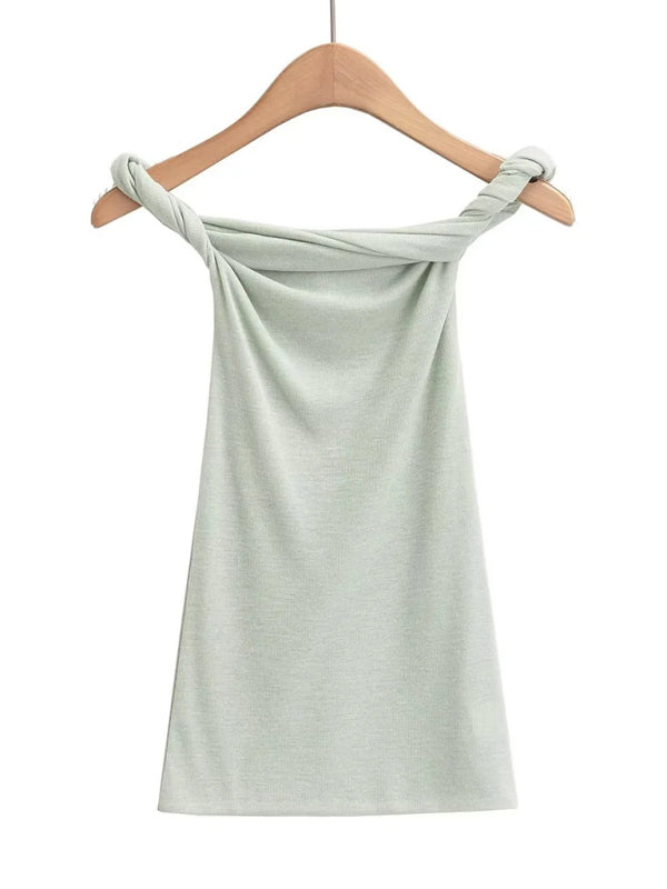 Twisted Collar Sexy Tee Pale green