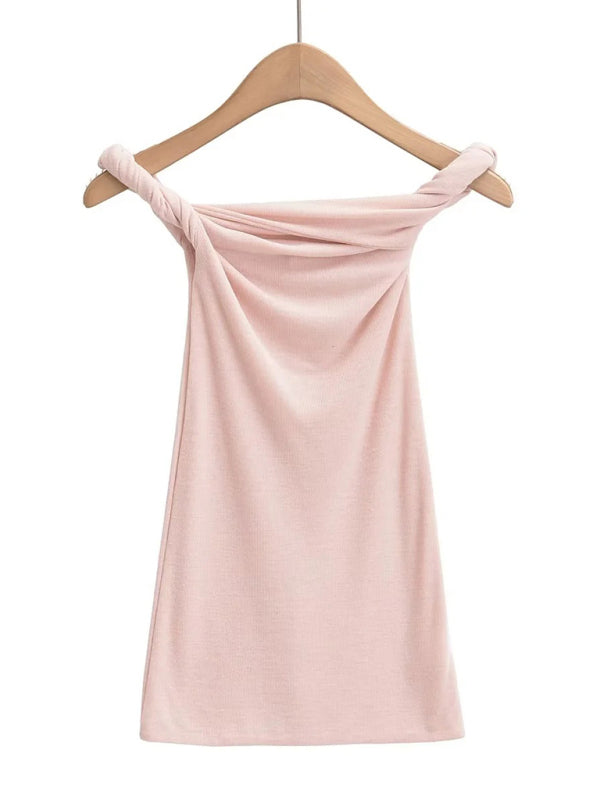 Twisted Collar Sexy Tee Pastel pink