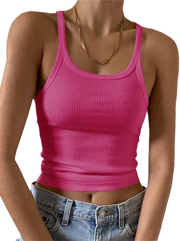 Sling solid color sleeveless high elastic slim sexy women's top t-shirt vest Rose