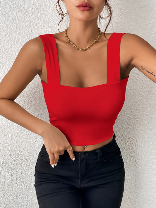 New camisole wide shoulder strap sexy slim hot girl sleeveless top Red