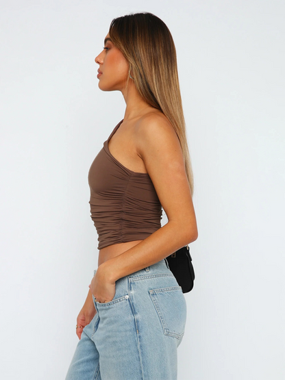 Ladies fashion Y2k one shoulder vest sexy hot girl top