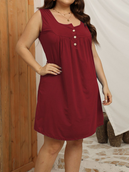 Large Size Loose Casual Buttoned Vest Sleeveless Dress