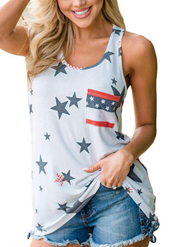 Women's Independence Day Flag Print Loose Casual Tank Top